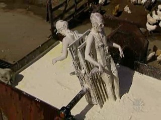 Fear Factor. 2 Brunettes submerged in Lard