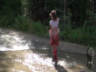 Wild mood. Brook is having fun in pond