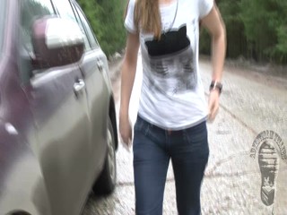 In search of mud (in red rubber raincoat)