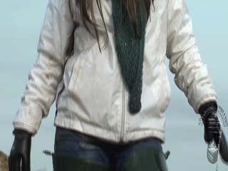 On a deserted sandpit (wet evening in waders)