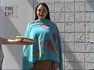 Two girls , two pies