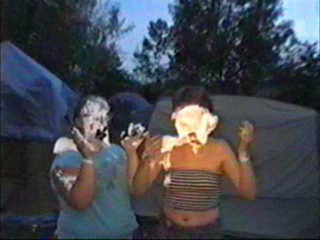 Two girl shaving cream piefight part I