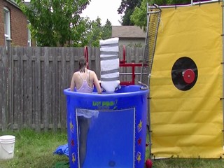 Megan Dunked In a white skirt & top  & pantyhose Preview