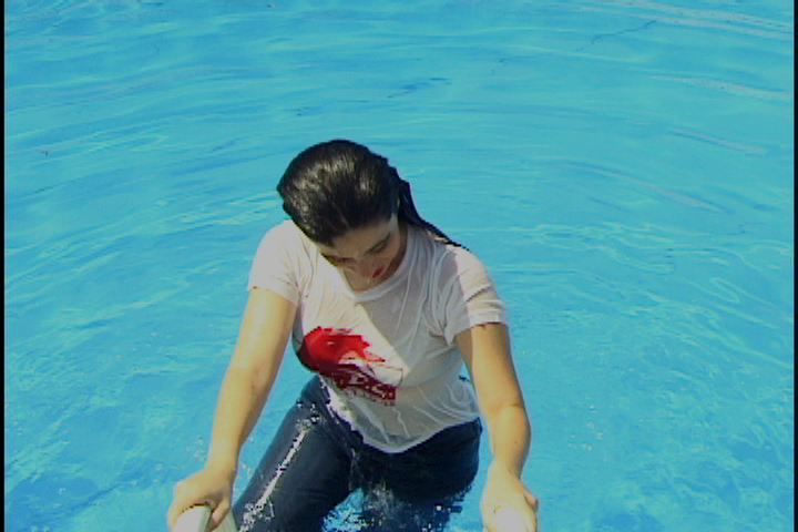 Laura drenched to the skin!