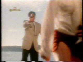 Red mini dress, white shirt