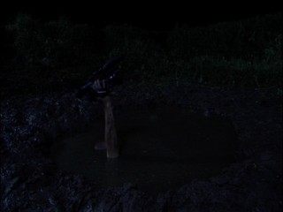 Japanese girl into the mud pool!