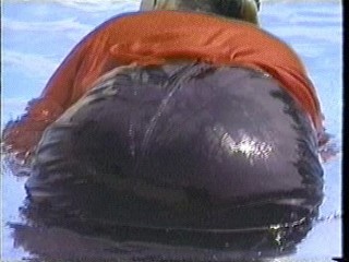 Leather skirt swimming