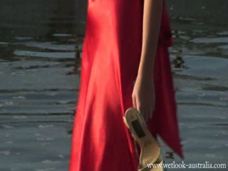 Jacinta red satin dress