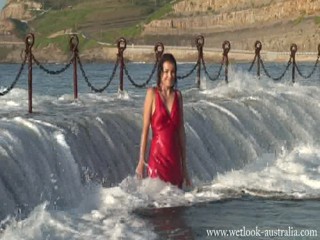 Jacinta red satin dress