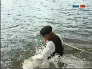 TV documentary about raftsmen (log rolling)