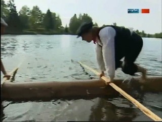 TV documentary about raftsmen (log rolling)