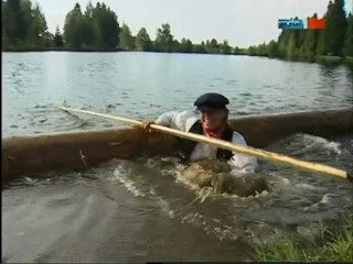 TV documentary about raftsmen (log rolling)