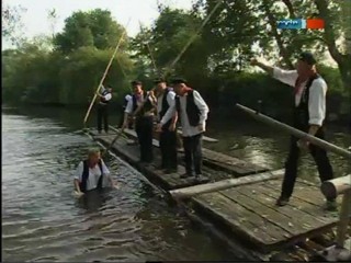 TV documentary about raftsmen (log rolling)