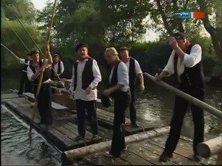 TV documentary about raftsmen (log rolling)