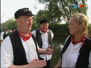 TV documentary about raftsmen (log rolling)