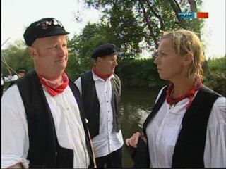 TV documentary about raftsmen (log rolling)