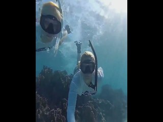 Stephanie &Margo underwater