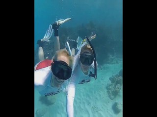 Stephanie &Margo underwater