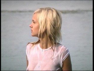 White dress on beach wetlook