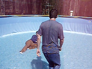 Pulling Jennifer around in the pool