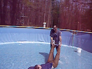 Pulling Jennifer around in the pool