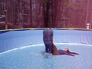 Pulling Jennifer around in the pool