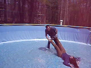 Pulling Jennifer around in the pool