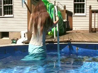 Clips from Jennifer's long aqua skirt video