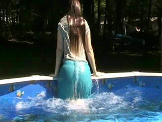 Clips from Jennifer's long aqua skirt video