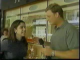 Women gets shaving cream on her head