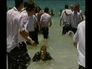 Channel 7  newsreporter Sarah Horsley dunked