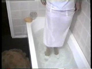 Sammy Jane in a white dress