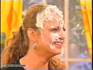 women caked on TV show