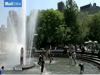 Celebrity fountain splashing