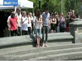 Celebrity fountain splashing