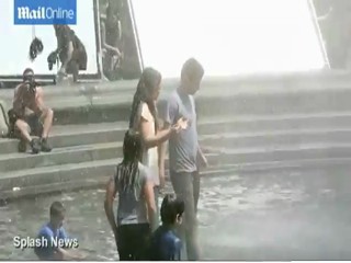 Celebrity fountain splashing