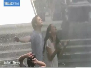 Celebrity fountain splashing