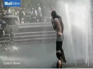Celebrity fountain splashing