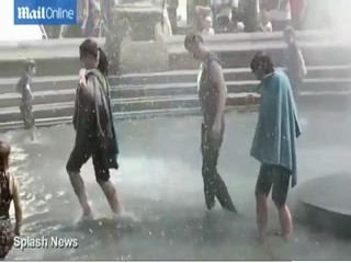 Celebrity fountain splashing