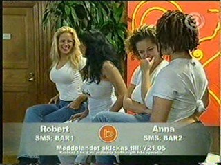 Three girls get wet on a TV show