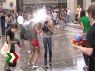 Water battle in Cologne, Germany