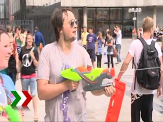 Water battle in Cologne, Germany