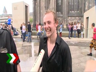 Water battle in Cologne, Germany