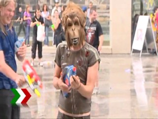 Water battle in Cologne, Germany