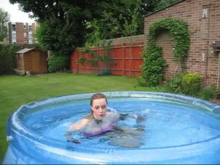 WetMar - Pink Dress & boots in the pool