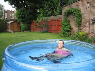 WetMar - Pink Dress & boots in the pool