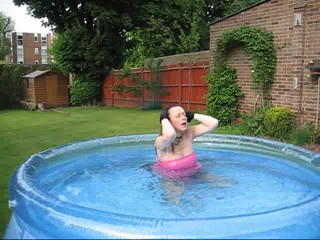 WetMar - Pink Dress & boots in the pool