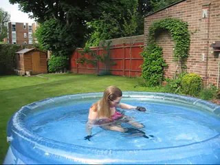 WetMar - Pink Dress & boots in the pool