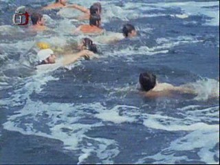 Early 80's  movie with sinking canoe